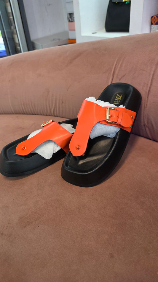 Sandales à Bride Orange Vibrante